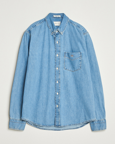 GANT Regular Fit Denim Shirt Light Blue Worn In – Blue