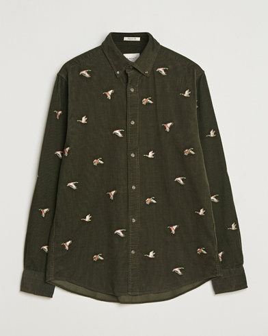 GANT Regular Fit Embroidered Corduroy Shirt Green Lagoon – Green