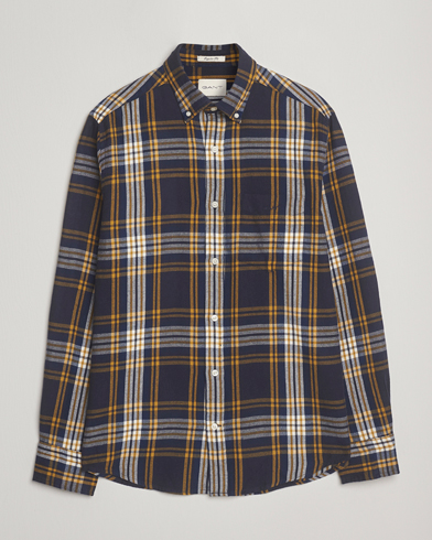 GANT Regular Fit Checked Flannel Shirt Evening Blue – Blue