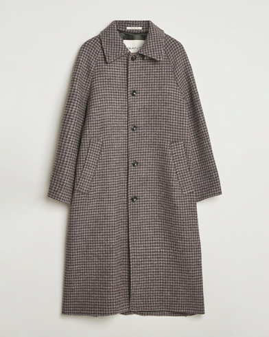 GANT Wool Balmacaan Houndstooth Coat Deep Brown – Brown
