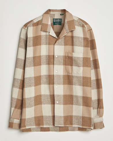 Gitman Vintage Brushed Waffle Camp Shirt Brown Check – Brown