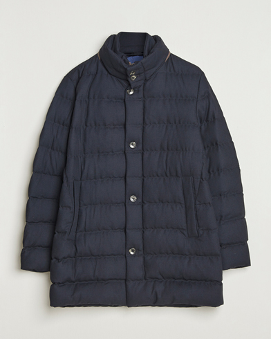 Herno Flannel Down Coat Navy – Blue
