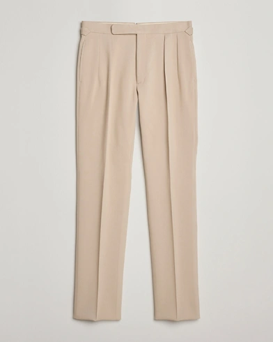 Ralph Lauren Purple Label Pleated Twill Trousers Limestone – Beige
