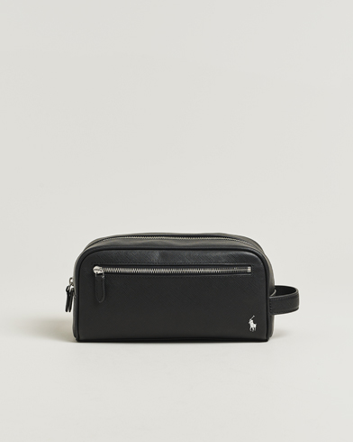 Polo Ralph Lauren Saffiano Leather Washbag Black/Silver – Black
