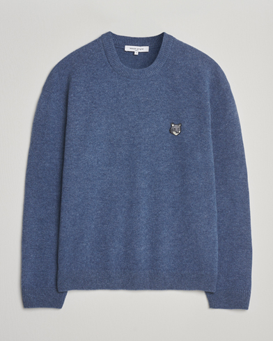 Maison Kitsuné Grey Fox Head Lambswool Sweater Powder Blue – Blue