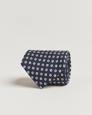 E. Marinella 3-Fold Printed Silk Tie Navy – Blue