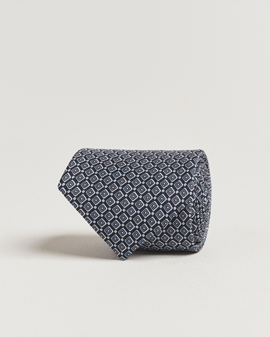 E. Marinella 3-Fold Printed Silk Tie Navy – Blue