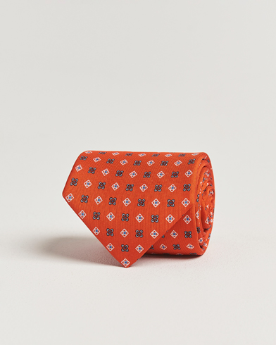 E. Marinella 3-Fold Printed Silk Tie Red – Red