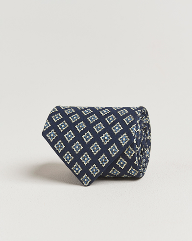 E. Marinella Archivio 3-Fold Printed Silk Tie Navy – Blue