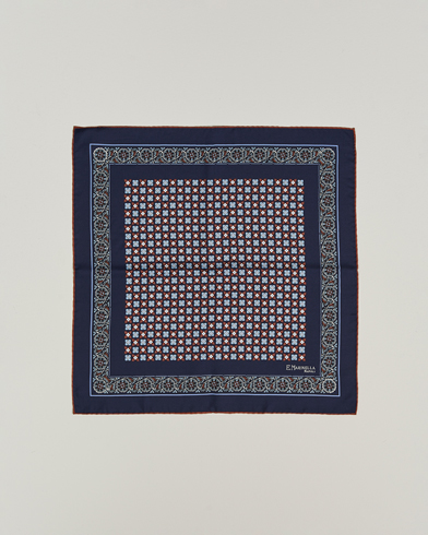 E. Marinella Silk Pocket Square Navy – Blue