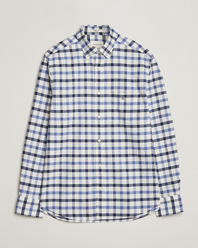 GANT Regular Fit Oxford Checked Shirt Greyish Blue – Blue