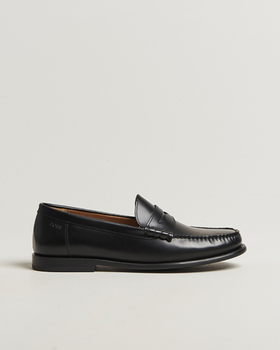 BOSS BLACK Tevan Leather Moccasin Black – Black