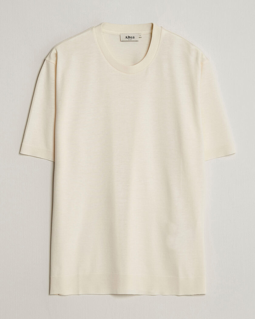 Altea Cotton/Stretch Knitted T-Shirt Off White – White
