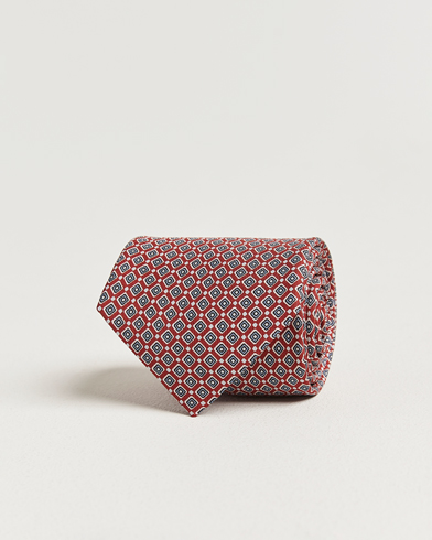 E. Marinella 3-Fold Printed Silk Tie Red – Red
