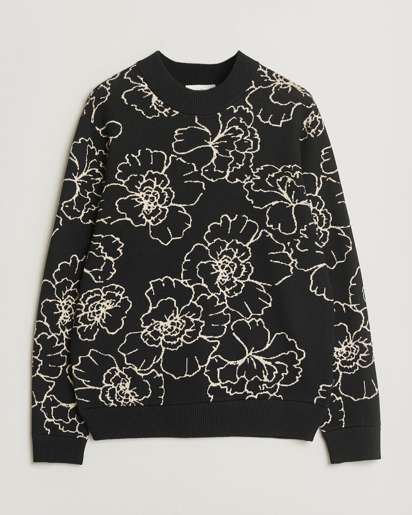 LES DEUX Gaston Poppy Jaquard Knit Black – Black
