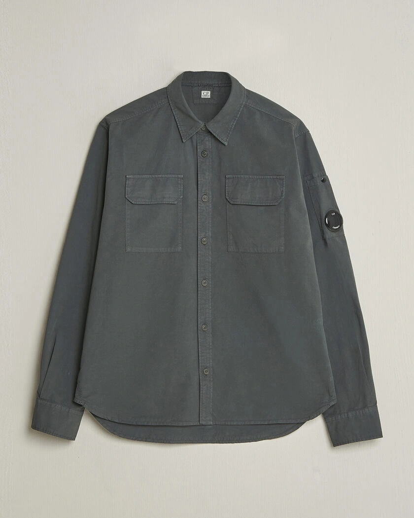 C.P. Company Organic Gabardine Pocket Shirt Dark Grey – Grey
