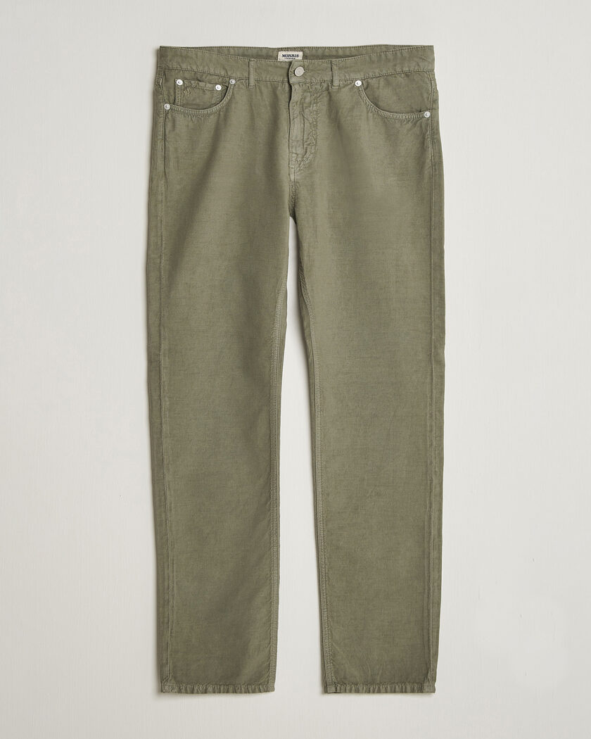 Morris James Washed Linen 5-Pocket Pants Olive – Green