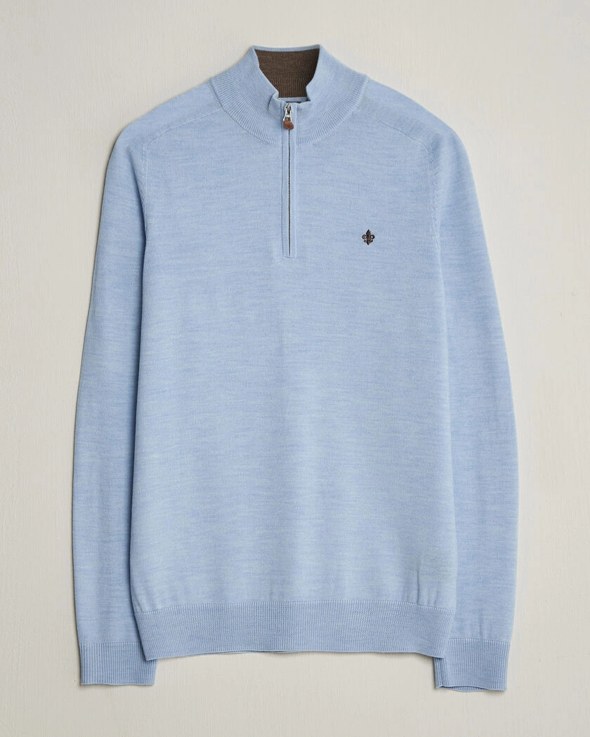 Morris John Merino Half-Zip Light Blue – Blue