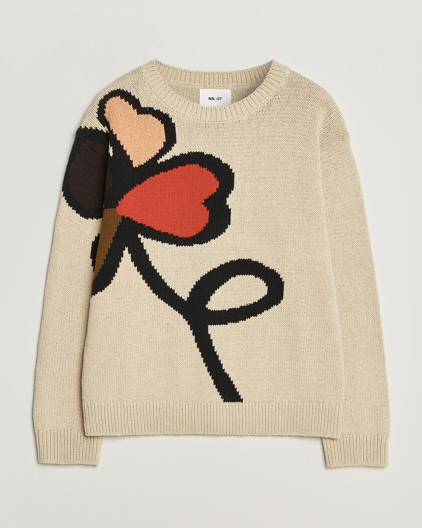 NN07 Todd Printed Flower Sweater Ecru Multi – Multi-colour