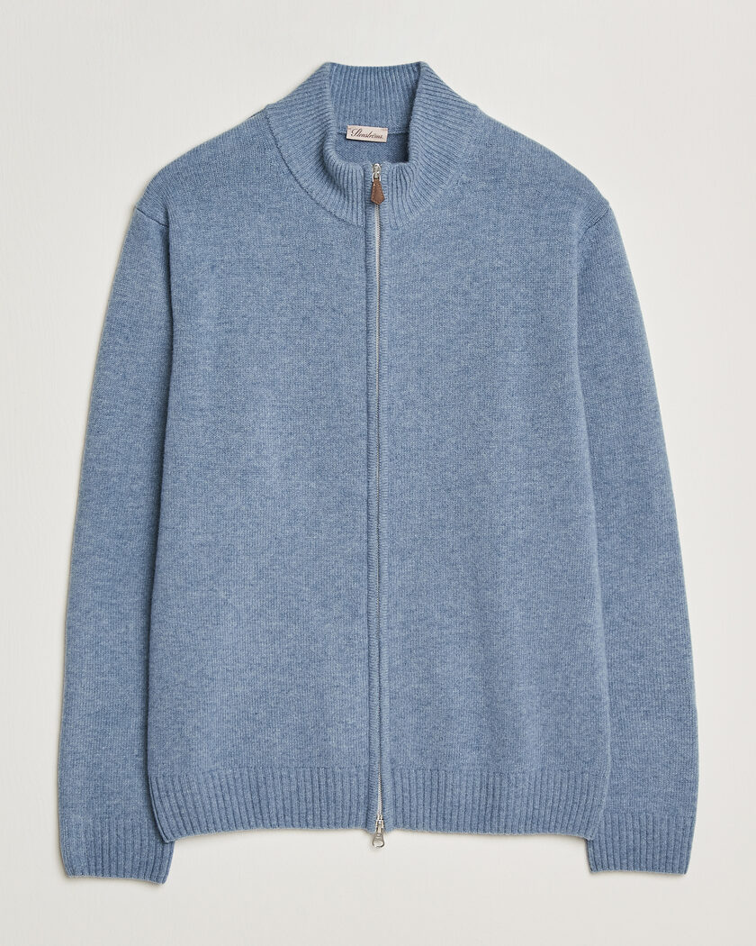 Stenströms Brushed Merino Full Zip Light Blue – Blue