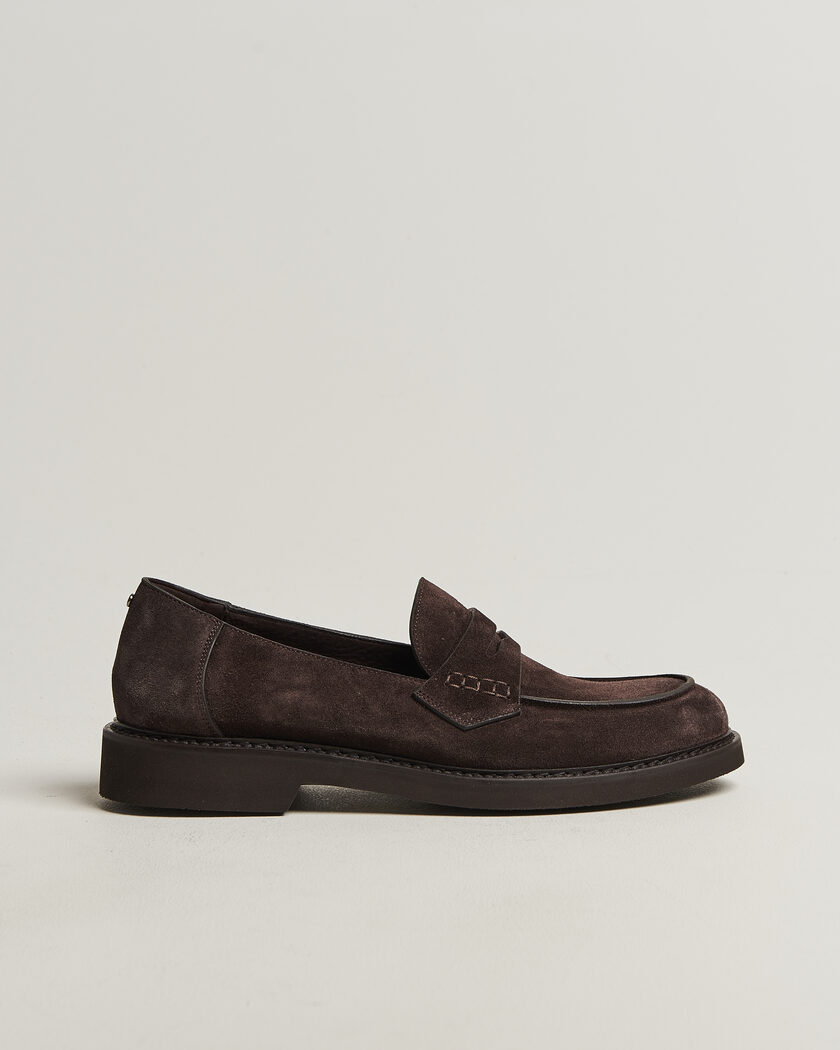 Canali Penny Loafers Dark Brown Suede – Brown
