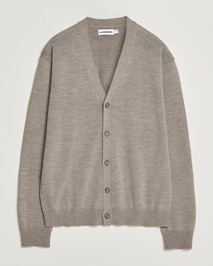 J.Lindeberg Jared Merino Cardigan Brindle Melange – Brown
