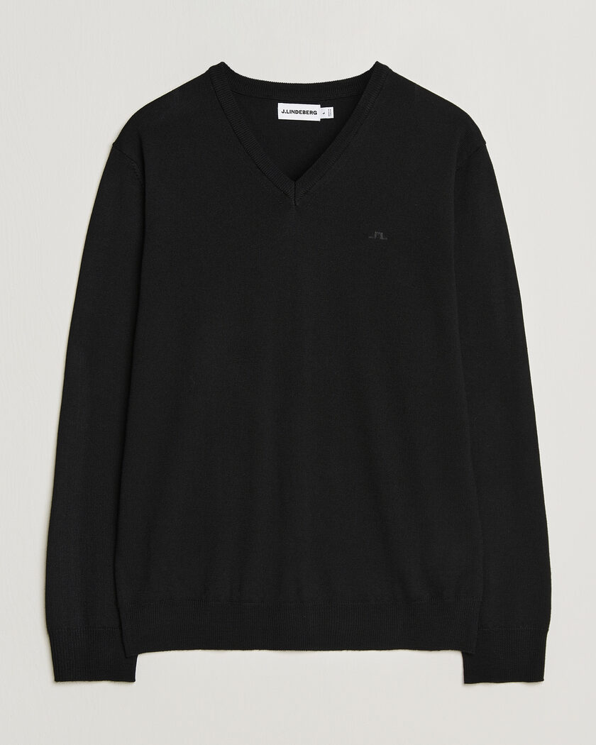 J.Lindeberg Lymann Merino V-Neck Pullover Black – Black