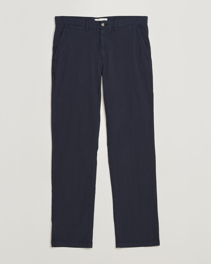 Gant Regular Fit Garment Dyed Seersucker Pants Evening Blue – Blue