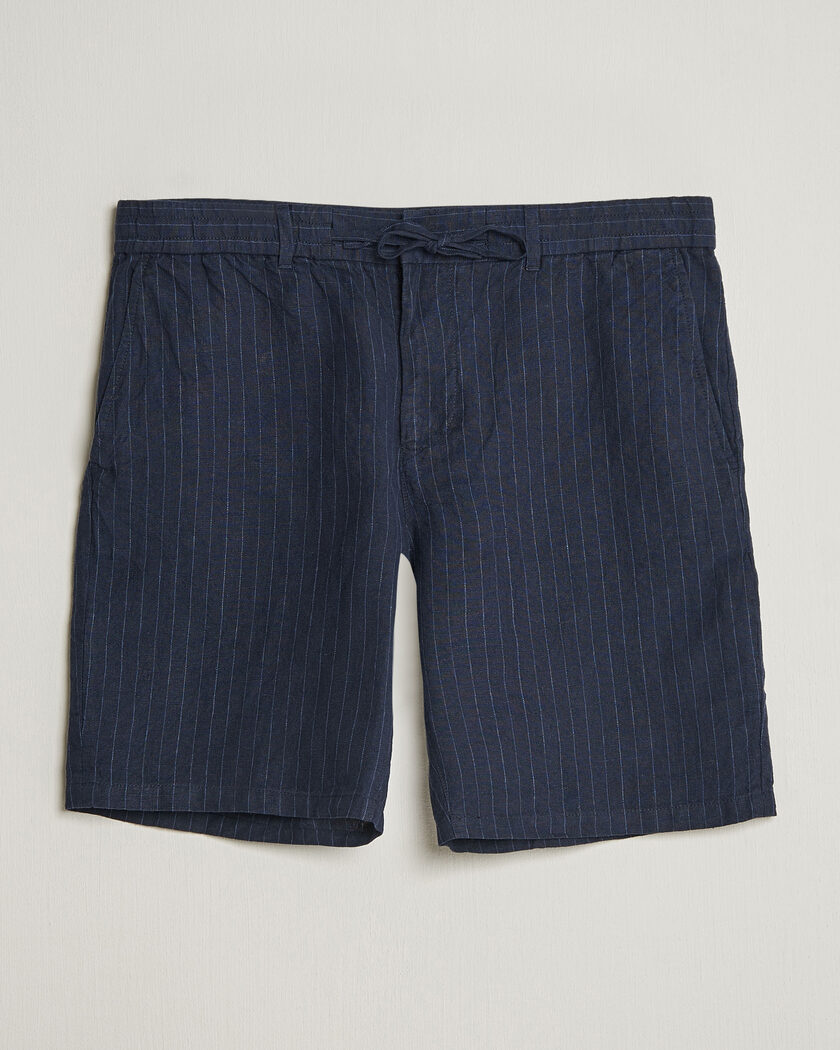 Gant Regular Fit Striped Linen Drawstring Shorts Evening Blue – Blue