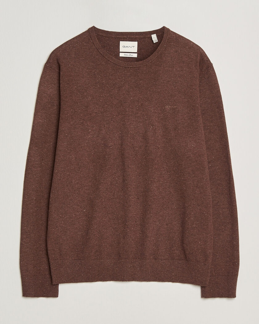 GANT Cotton/Linen Slub Knitted Sweater Hazelnut Melange – Brown