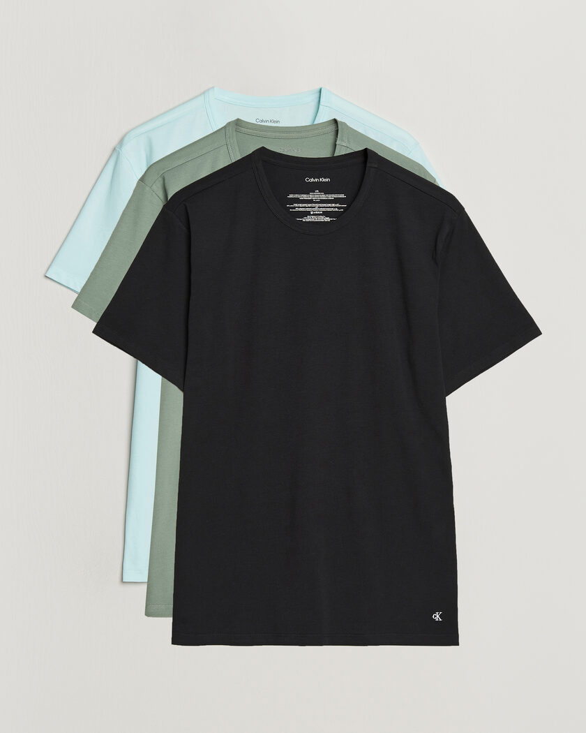 Calvin Klein 3-Pack Cotton Stretch Crew Neck T-Shirt Black/Grey/Green – Multi-colour