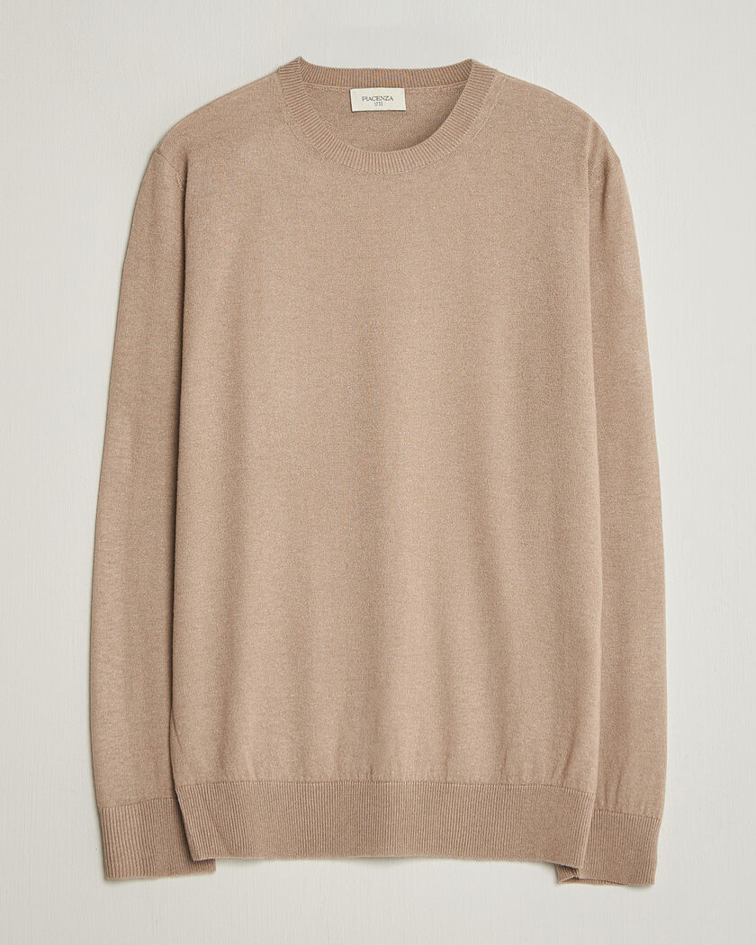 Piacenza Cashmere Soft Silk/Cashmere Crew Neck Beige – Beige