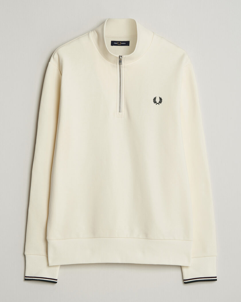 Fred Perry Half Zip Sweatshirt Ecru – White