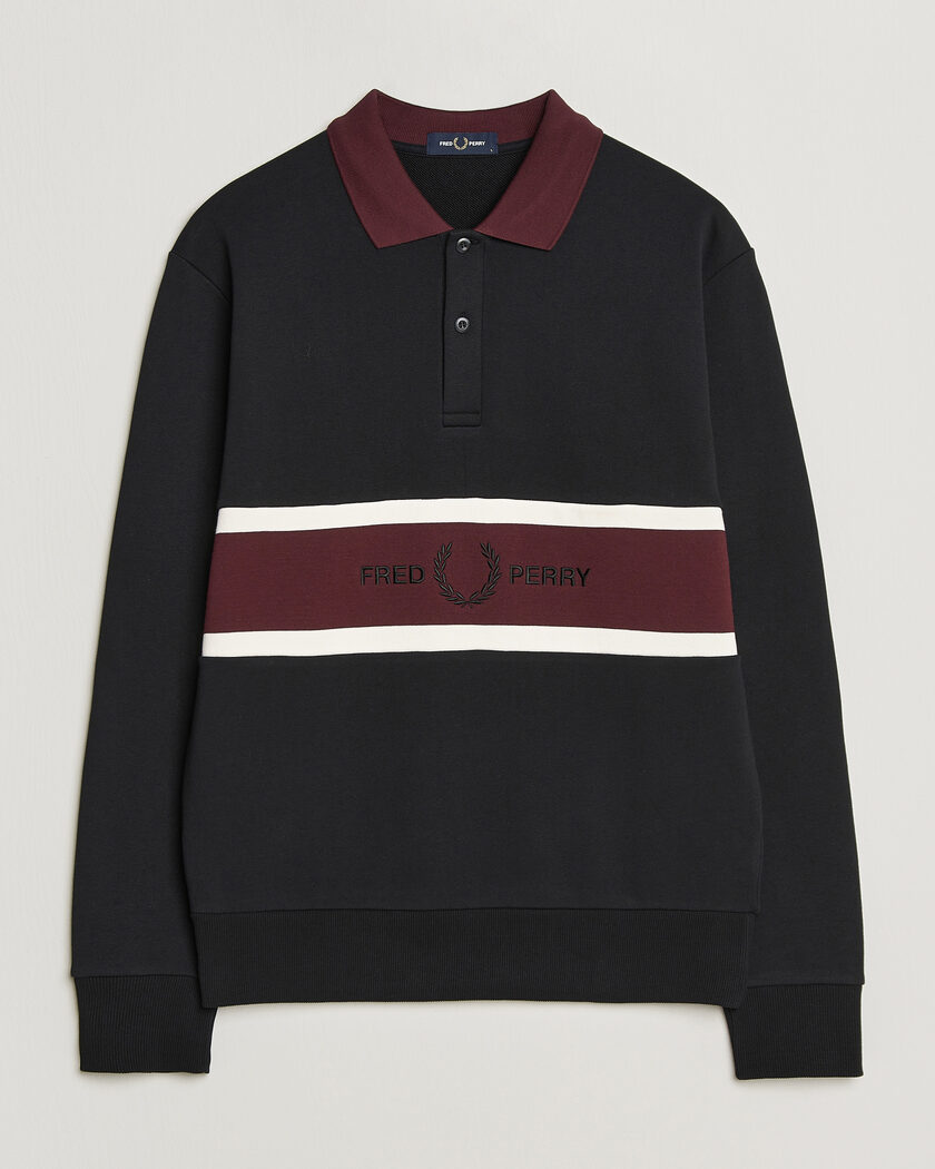 Fred Perry Embroidered Paneled Polo Sweater Black – Multi-colour