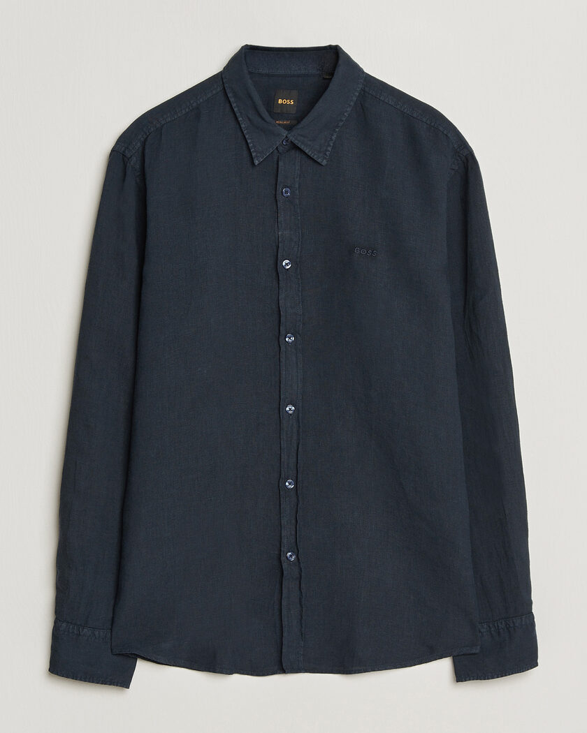 BOSS ORANGE Relegant Linen Shirt Dark Blue – Blue