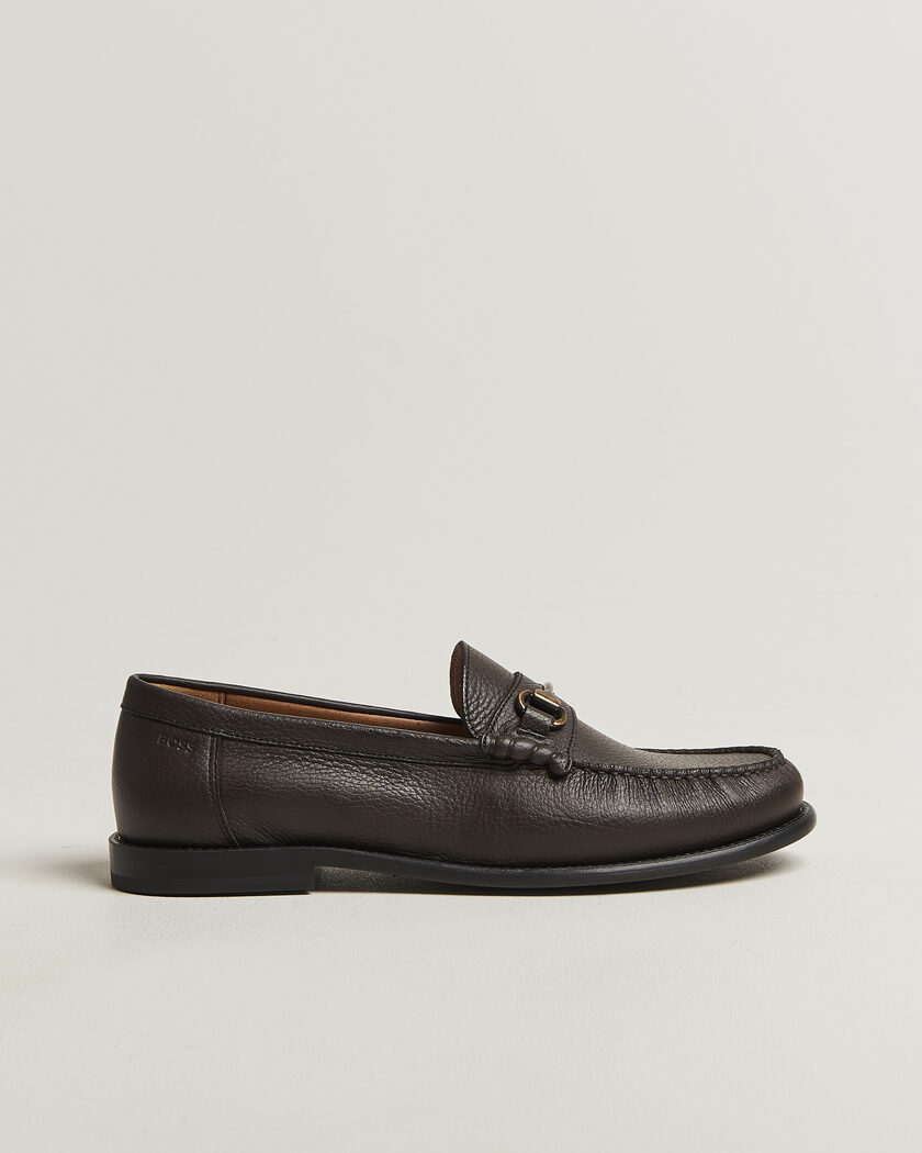 BOSS BLACK Tevan Leather Moccasin Dark Brown – Brown