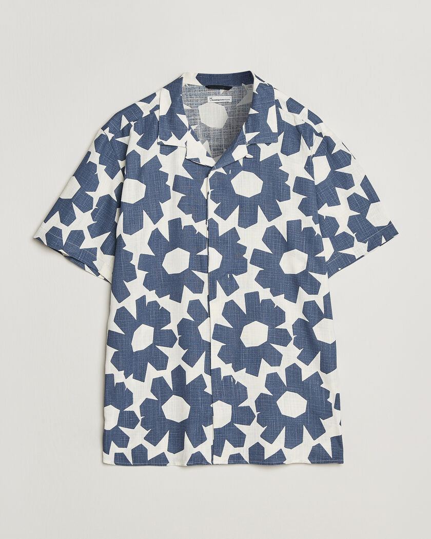 KnowledgeCotton Apparel Printed Linen Mix Shirt Blue – Blue