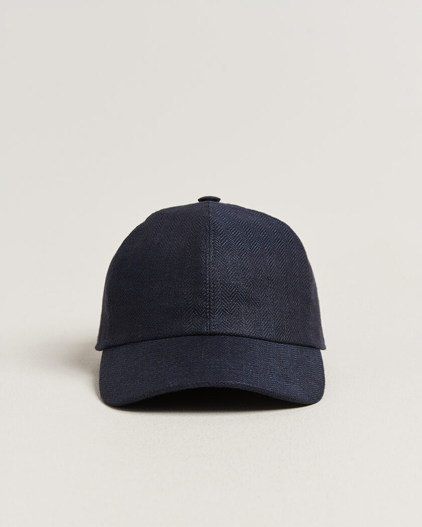 Wigéns Baseball Linen Herringbone Cap Navy – Blue