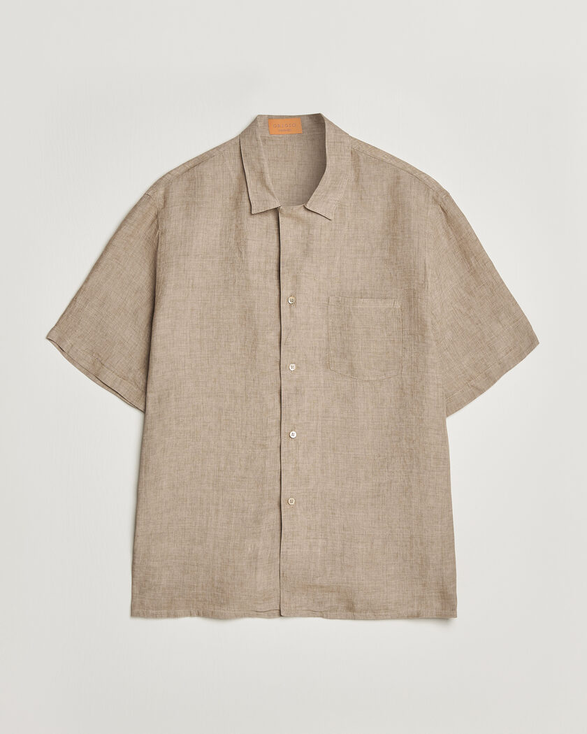 Grigio Linen Camp Collar Shirt Brown – Brown