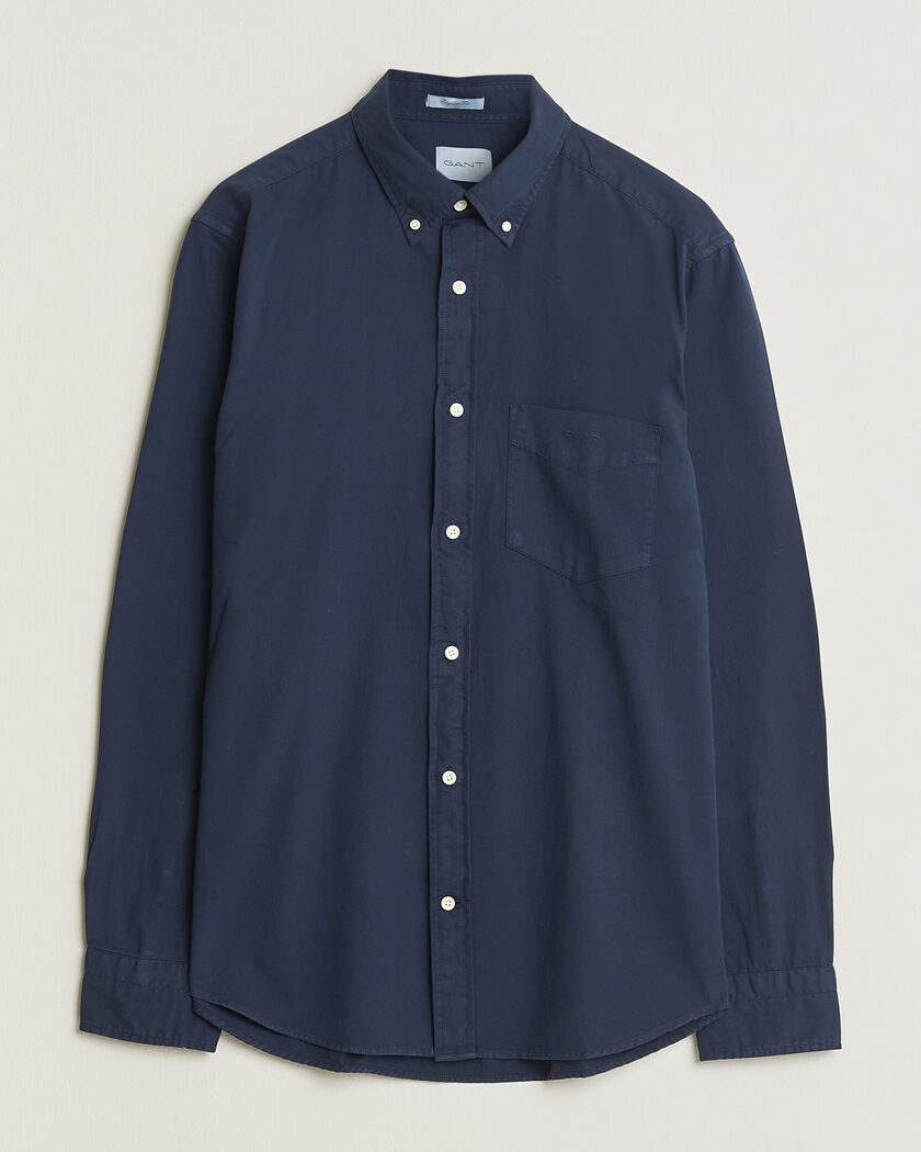 Gant Regular Fit Garment Dyed Twill Shirt Evening Blue – Blue