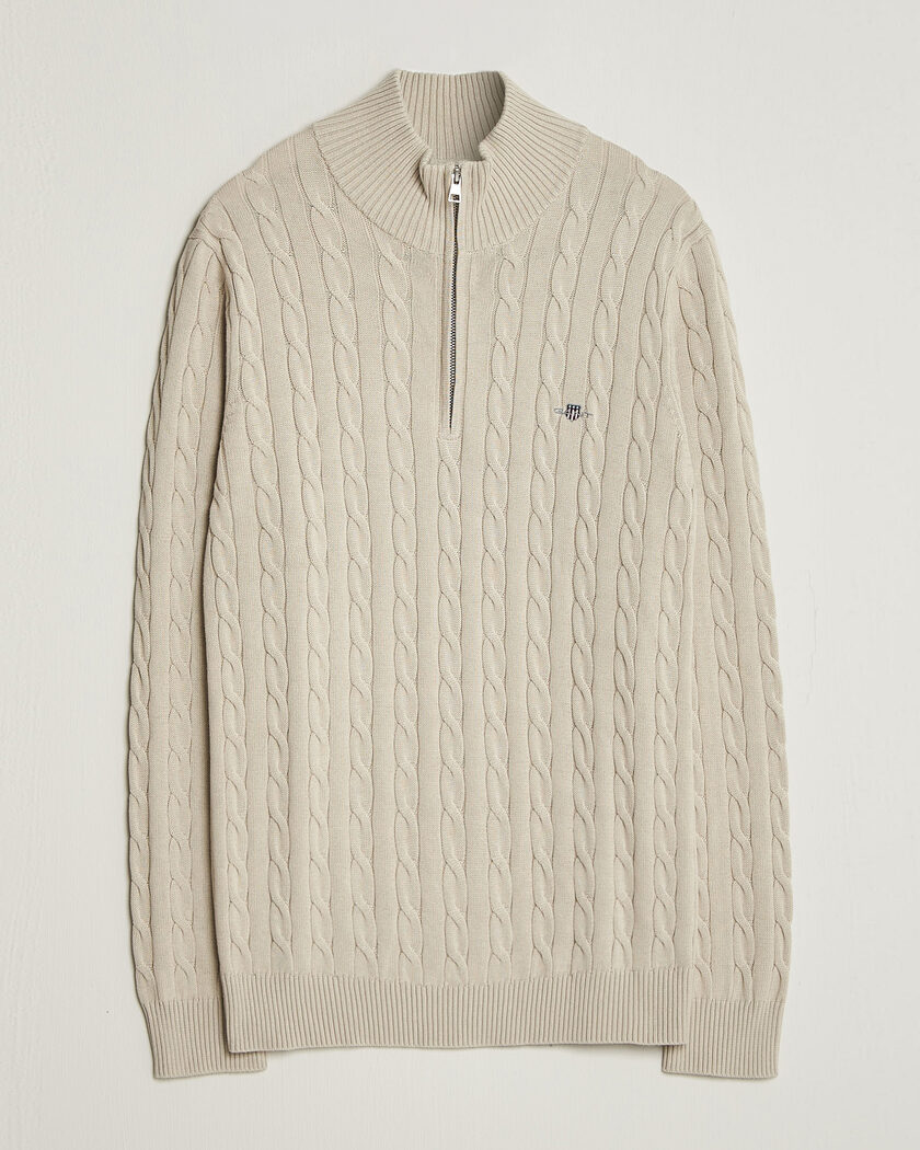 Gant Cotton Cable Half Zip Clay Beige – Beige