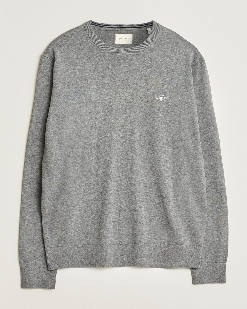 Gant Classic Cotton Crew Neck Dark Grey Melange – Grey