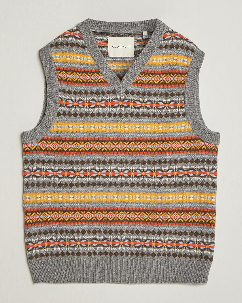 Gant Wool Knitted Fairisle Vest Multi – Multi-colour