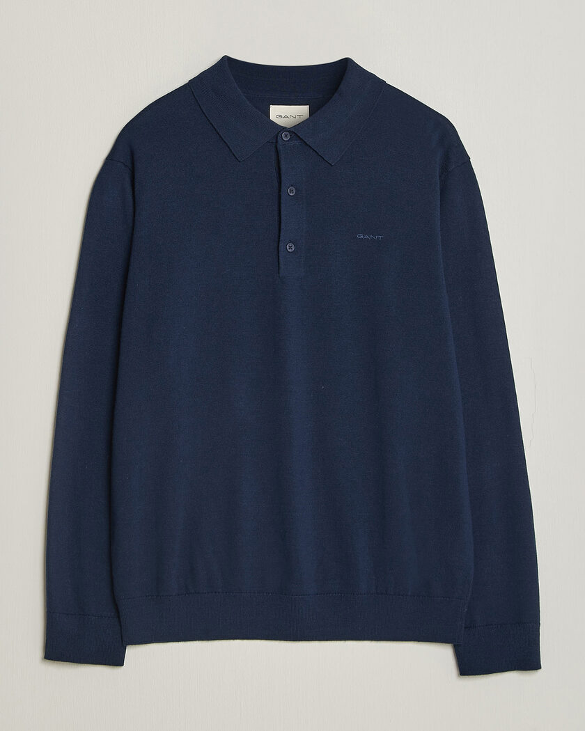 Gant Extrafine Merino Knitted Polo Marine – Blue