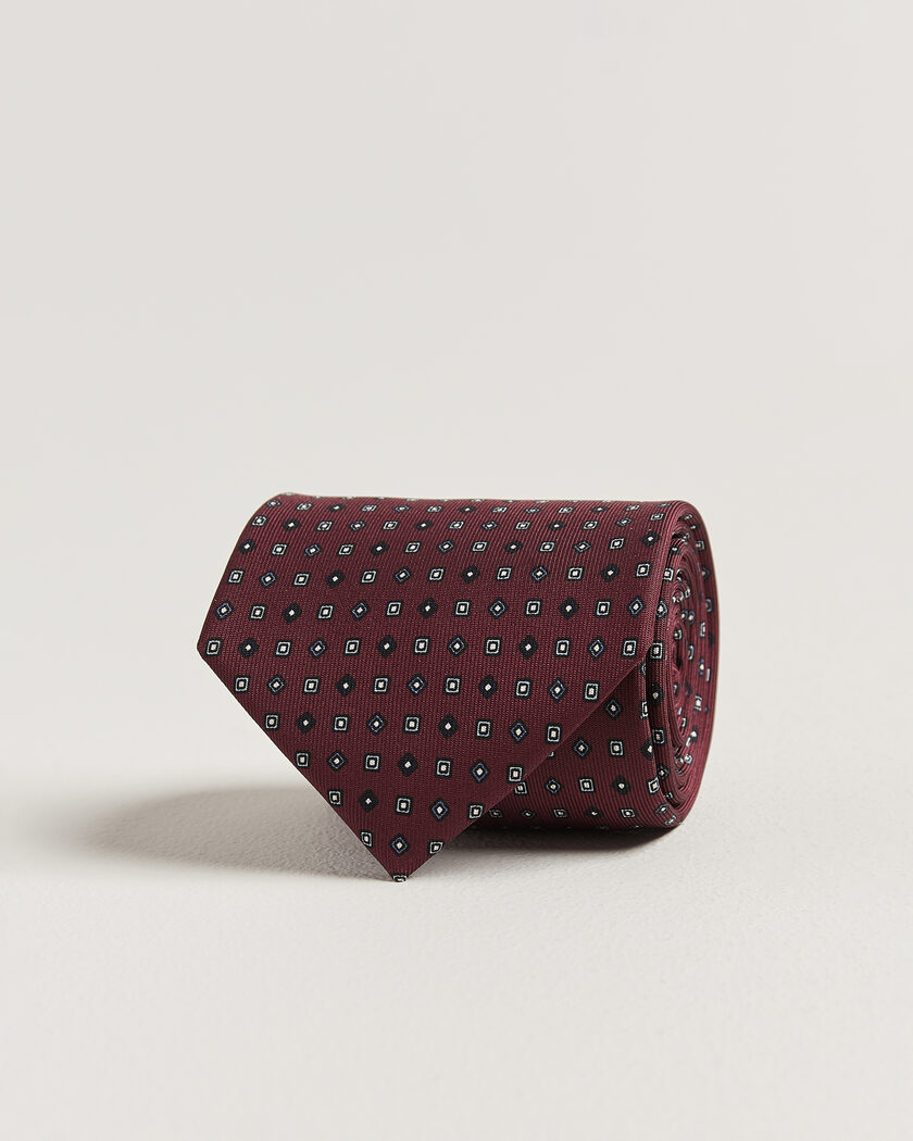 E. Marinella 3-Fold Printed Silk Tie Burgundy – Red