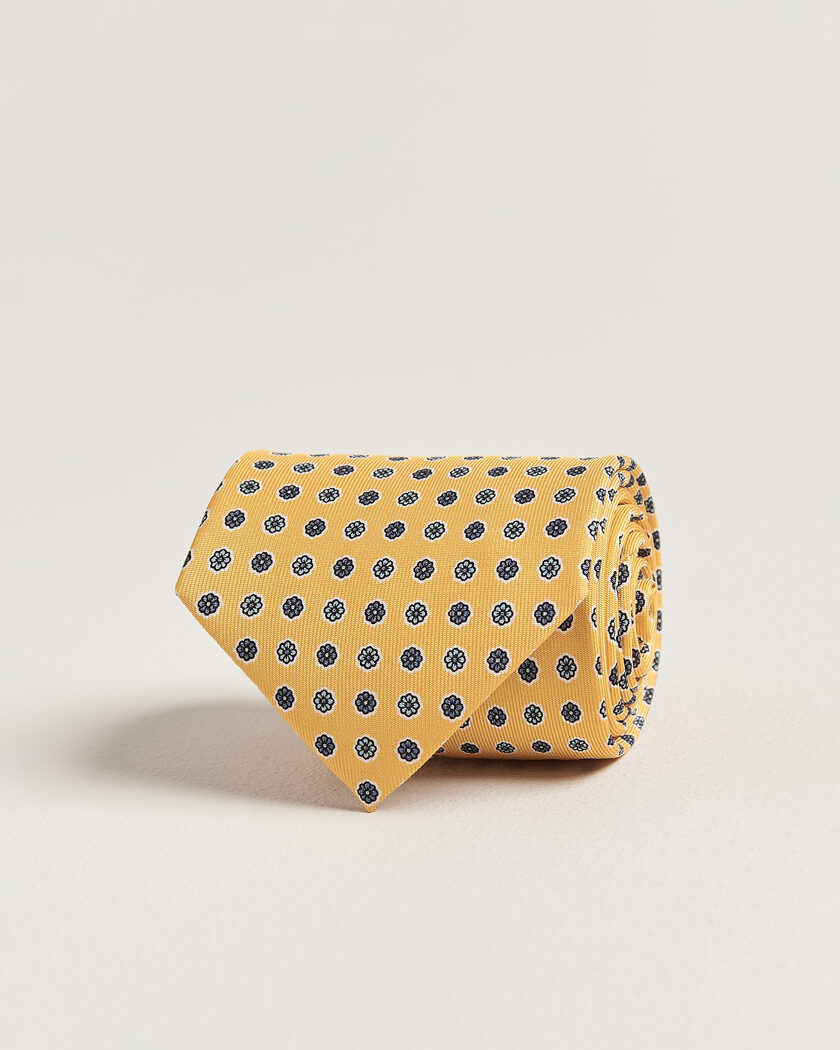 E. Marinella 3-Fold Printed Silk Tie Yellow – Yellow