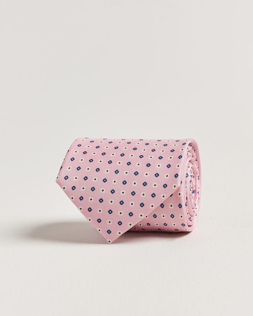 E. Marinella 3-Fold Printed Silk Tie Pink – Pink