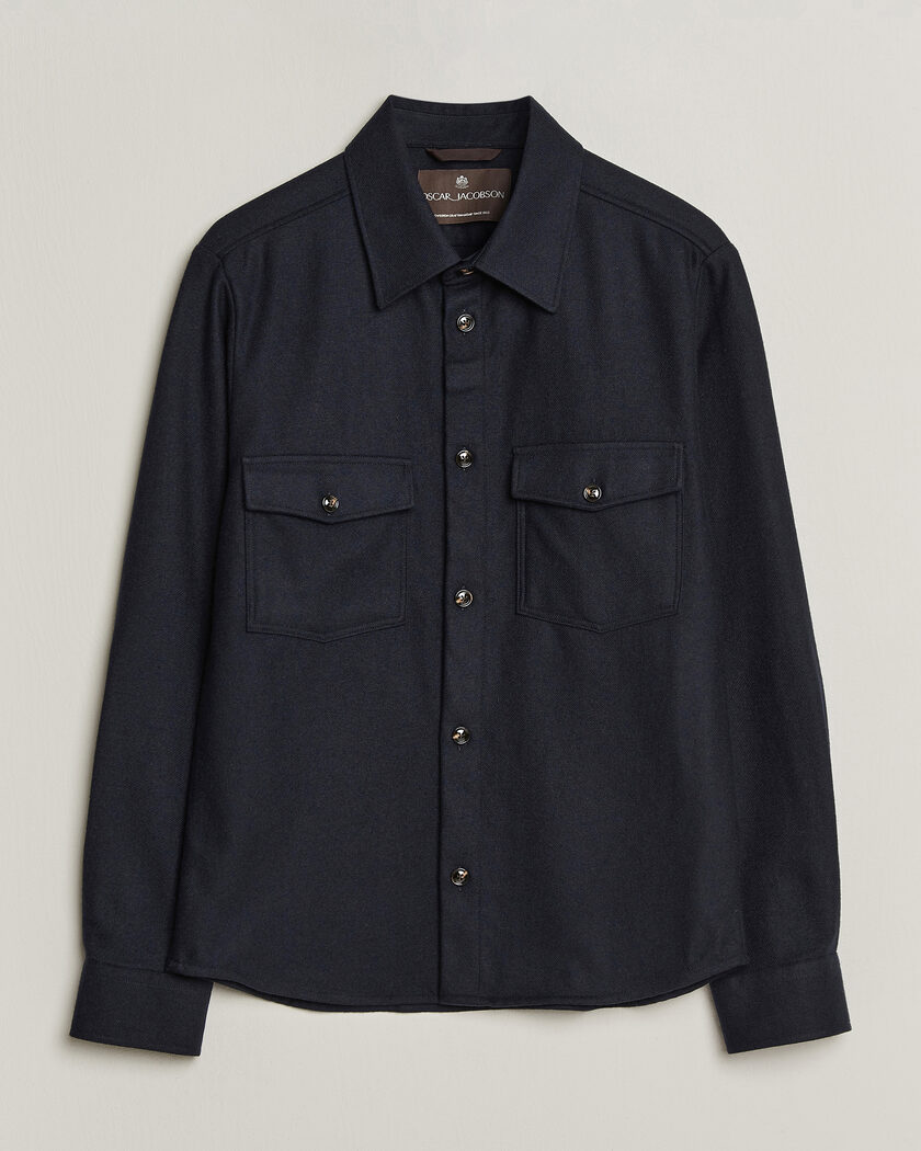 Oscar Jacobson Magnus Wool Shirt Jacket Navy – Blue