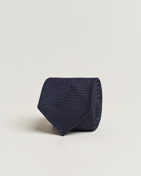  Large Knot Handrolled Grenadine Silk Tie Navy