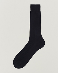  Cotton Ribbed Short Socks Navy